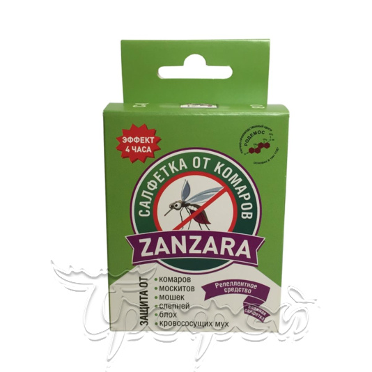 Салфетка репеллентная от комаров Zanzara, 10 шт (3626194) 