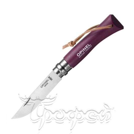 Нож №7 VRI Colored Tradition нерж. сталь, рукоять граб,  клинок 8см, темляк (слива) 