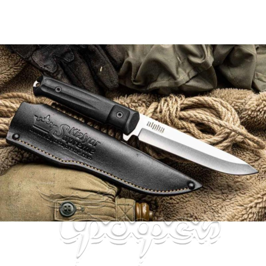 Нож тактический Alpha 420НС SW (Stonewash, кожаный чехол)   