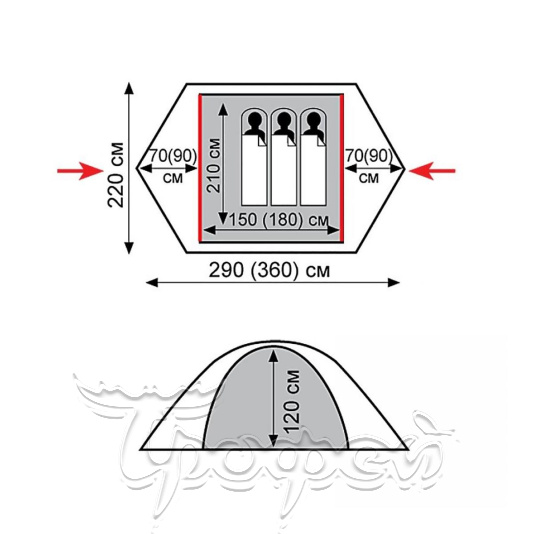 Палатка для похода PEAK 3 V2 (TRT-26) 