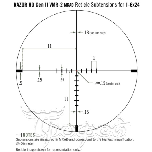 Прицел Razor HD Gen II-E 1-6x24, 30 мм, сетка VMR-2 (MRAD), подсветка точки 11ур., оксидирова 