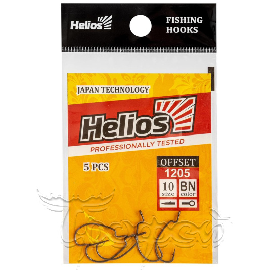 Крючок офсетный №10 цвет BN (5шт) (HS-1205-10) Helios 