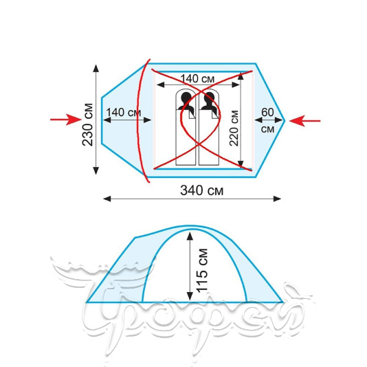Двухместная палатка COLIBRI PLUS 2 V2 TRT-35 